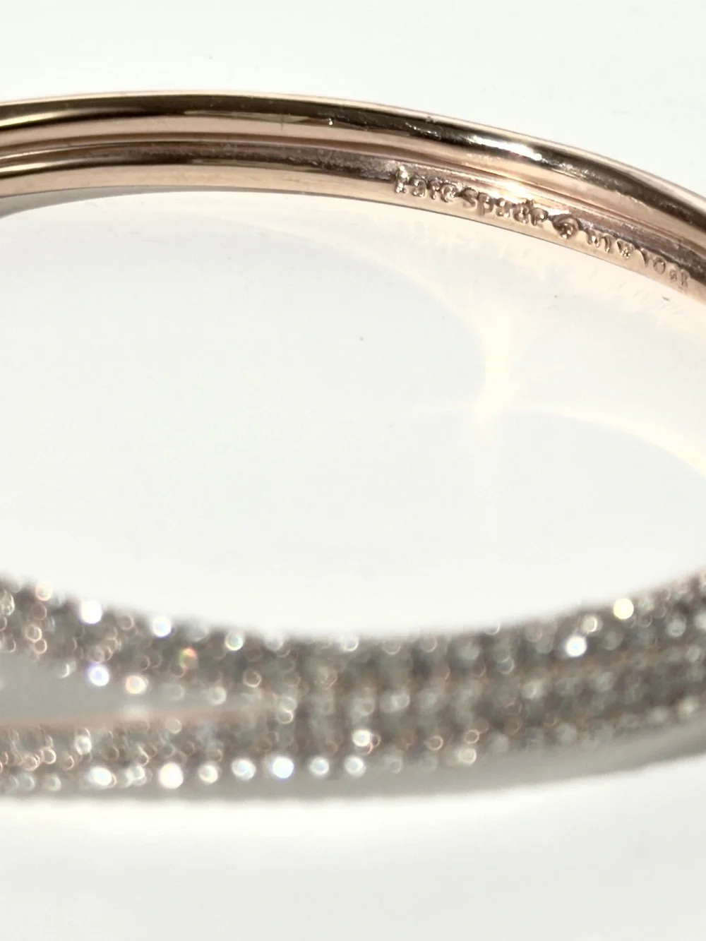 Kate Spade ♠️ All Tied Up Rose Gold Tone Pavé Crystal Knot Hinge Bangle Bracelet